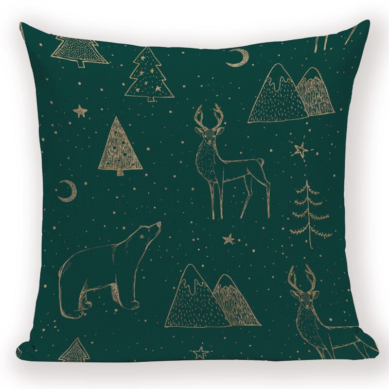 Lot De 4 Housses De Coussin Noël 60x60 Cm - Motifs Couronne, Arbre, élan, Pour Salon, Canapé, Chambre